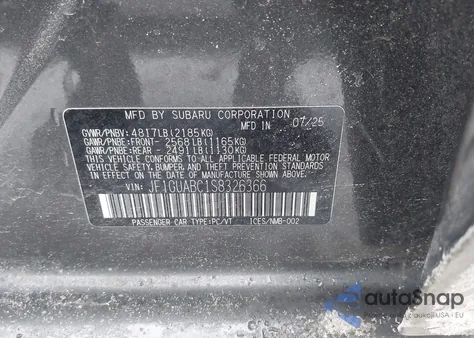 2025 Subaru Impreza Base 5-Door z USA, uszkodzony, nr VIN JF1GUABC1S8326366